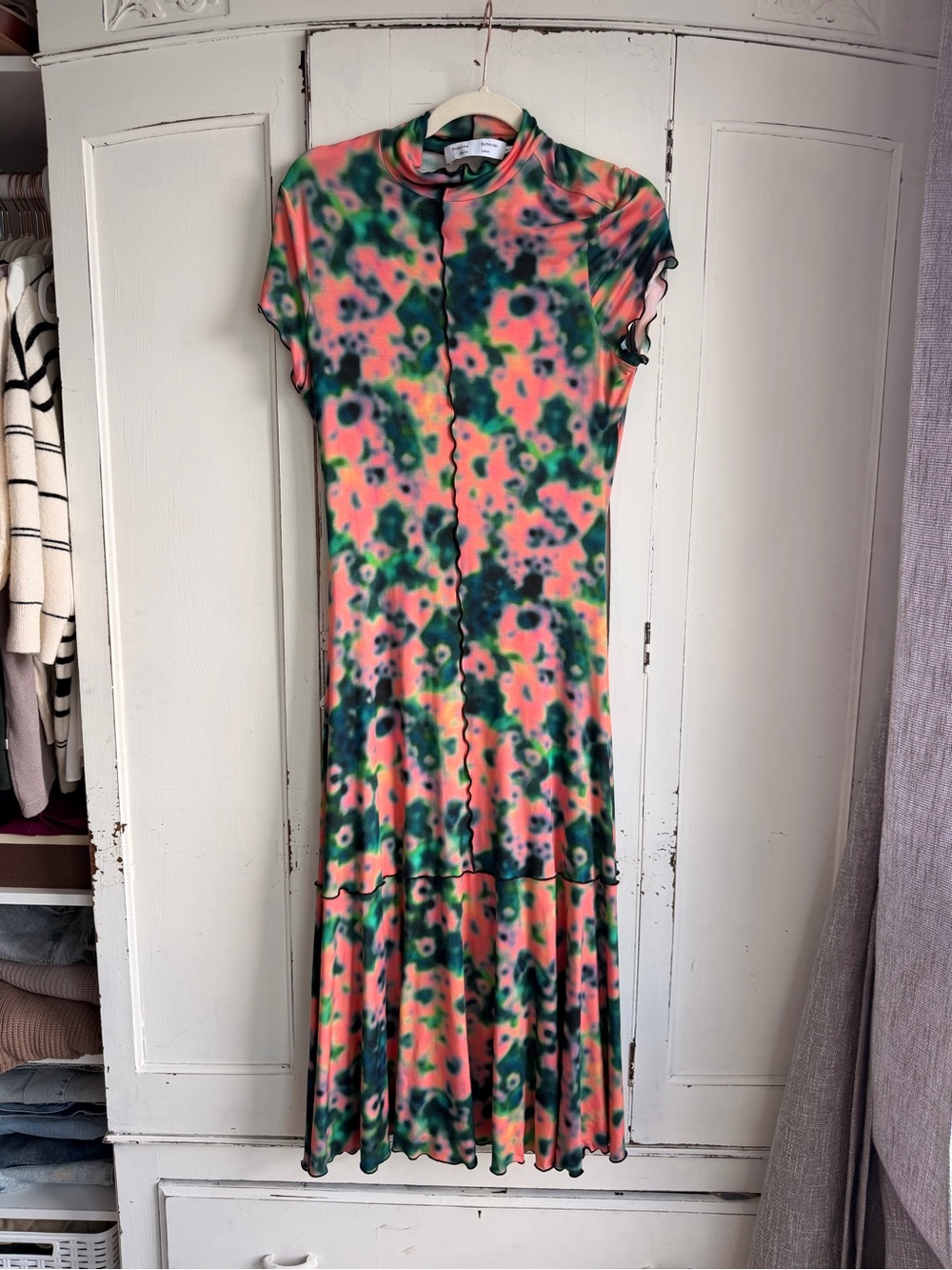 Proenza Schouler Pink and Green Floral-Print Maxi Dress
